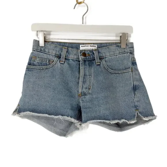 American Apparel Y2K Button-Fly Denim Shorts size 24 Retro 3" Cut-offs - Picture 9 of 9